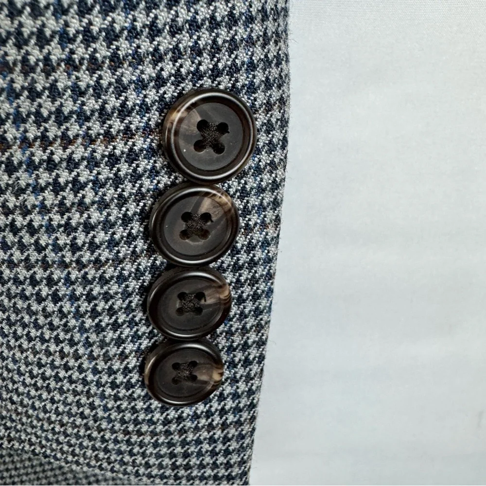Lauren Ralph Lauren Houndstooth Blazer Mens‎ 44L Wool Silk Sport Coat